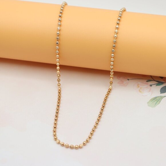 Textured Bead Rose Gold Necklace, Long Elegant Chain, XPNL0137 - Picture 9 of 12